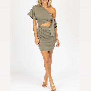 MOSS SATIN OPEN SIDE MINI DRESS
